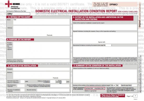 Electrical Safety Certificates Sample